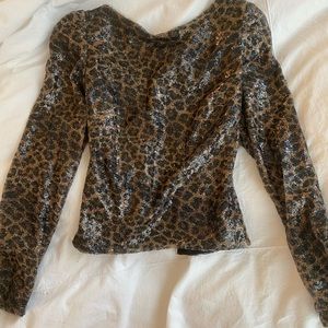 Revolve LPA sequin top cheetah
